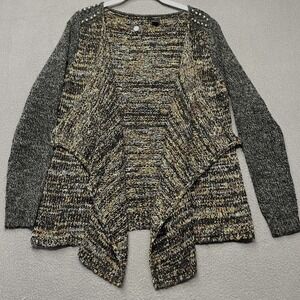 BKE Boutique sz Medium Wool Blend Studded‎ Open Front Knit Draped Cardigan Boho
